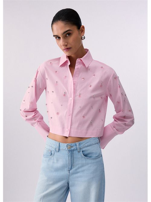 Camicia boxy con ricami gioiello LIU JO | WA6173T039A/32802